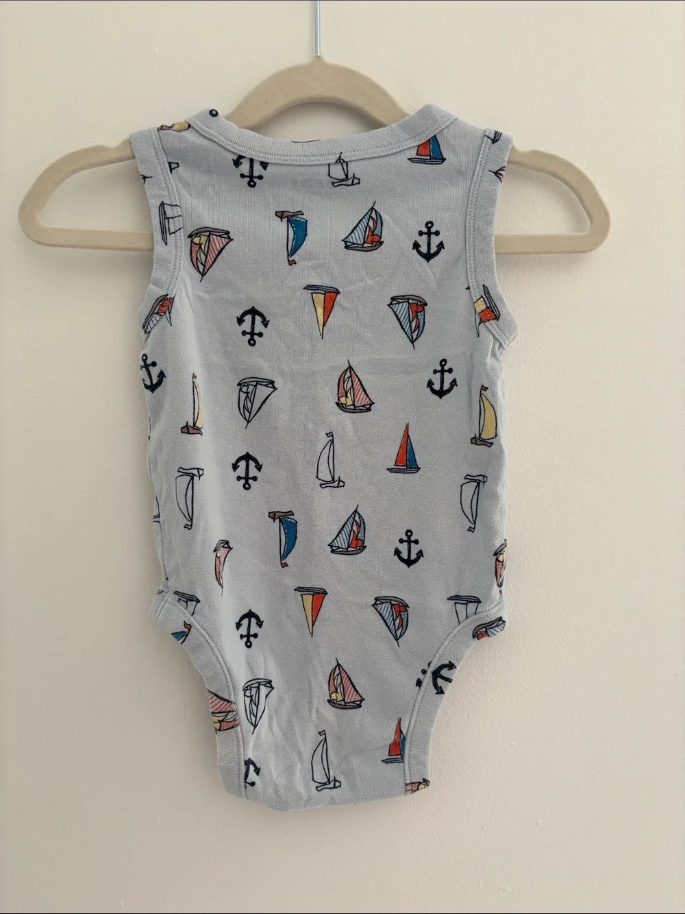 Old Navy Light Blue Sleeveless Baby One-Piece with Nautical Sailboat Print